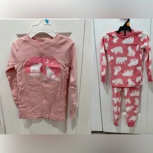 Carter's Pink 3 Piece PJ Set - Long Sleeve Tee & velour long sleeve tee/pants
